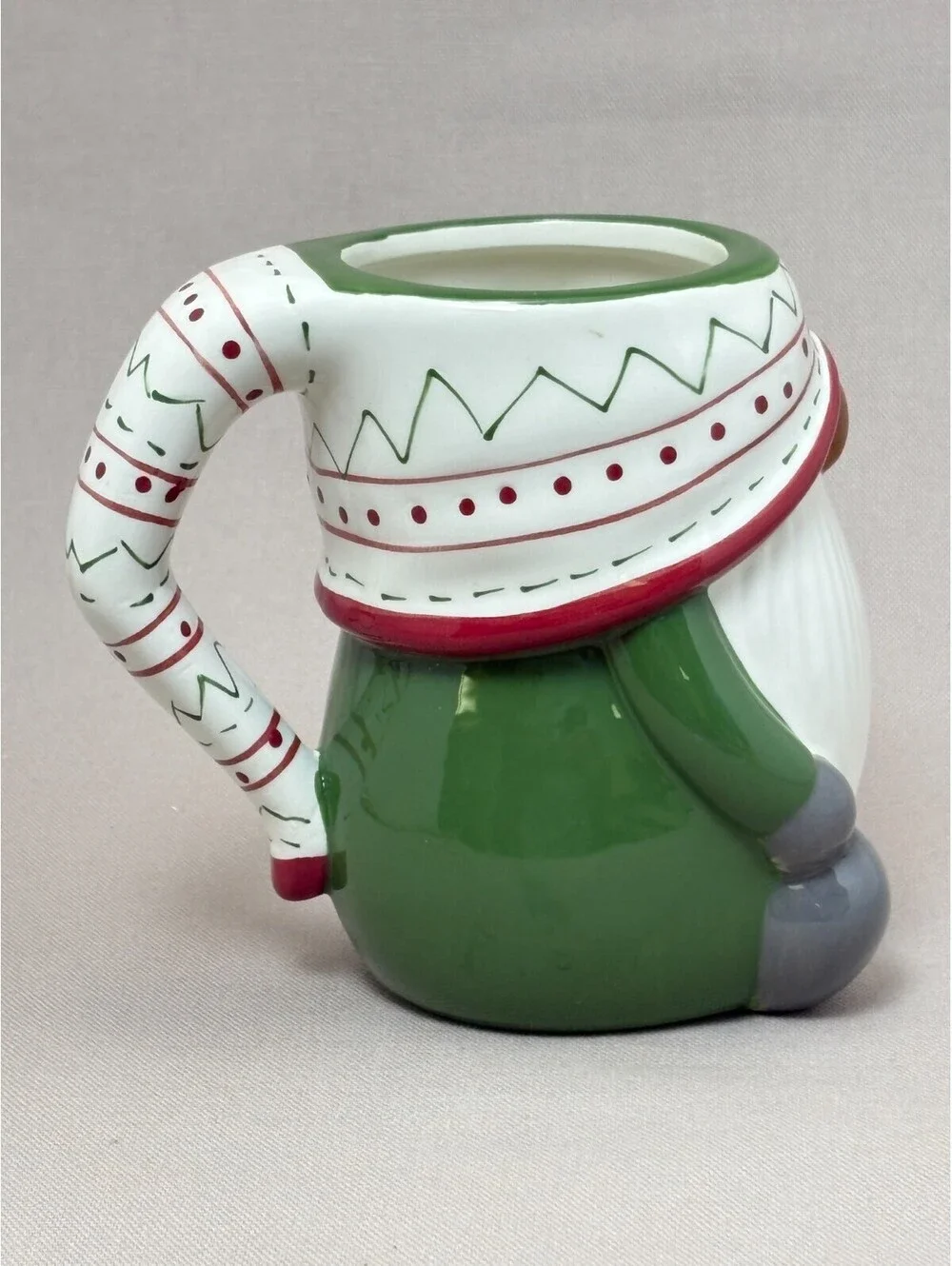 Pottery Barn Christmas Gnome Mug Sculpted Nordic Holiday Hat Ceramic Coffee Cup